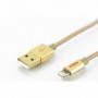 Apple charger/data cable, Apple 8pin - USB A M/M, 1.0m, iP5/6/7, Alta velocidad, Nylon jacket, MFI, gold, gd