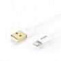 Apple charger/data cable, Apple 8pin - USB A M/M, 1.0m, iP5/6/7, Alta velocidad, Nylon jacket, MFI, gold, si
