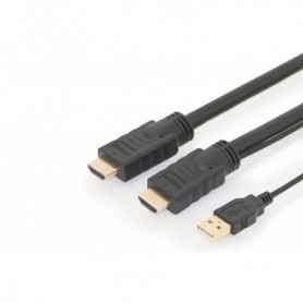 Cable de conexión HDMI de alta velocidad, tipo A, m/amp. M/M, 10,0 m, con Ethernet, Ultra HD 4K, HDMI 2.0, CE, negro, dorado