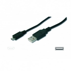 Cable de conexión USB, tipo  A - micro B M/M 1 m, compatible con USB 2.0, negro