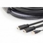 Cable de conexión HDMI de alta velocidad, tipo A, m/amp. M/M, 15.0m, con Ethernet, Ultra HD 4K, HDMI 2.0, CE, negro, dorado