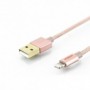 Apple charger/data cable, Apple 8pin - USB A M/M, 1.0m, iP5/6/7, Alta velocidad, Nylon jacket, MFI, gold, rg