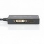 Cable convertidor DisplayPort, mDP - HDMI+DVI+VGA M-H/H/H, 0,2 m, cable multimedia 3 en 1, CE, negro, dorado
