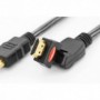 Cable de conexión HDMI de alta velocidad, tipo A, giratorio M/M, 5.0m, w/Ethernet, Ultra-HD, cotton, gold, si/bl