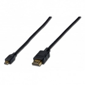 Cable de conexión HDMI Alta velocidad, tipo D - A M/M, 1 m, con Ethernet, Full HD, dorado, negro