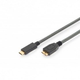 USB Type-C conexión cable, type C to micro B M/M, 1,0 m, totalmente equipado, Gen2, 3 A, 10 GB CE, cotton, gold, bl