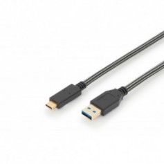 USB Type-C conexión cable, type C to A M/M, 1,0 m, totalmente equipado, Gen2, 3 A, 10 GB CE, cotton, gold, si/bl
