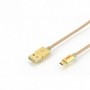 Cable de carga/datos USB A - micro USB, de color M/M, 1,0 m, Alta velocidad, conector reversible, gold, Nylon, gd