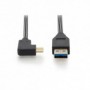 USB Type-C conexión cable, type C 90º ang. to A M/M, 1,0 m, totalmente equipado, Gen2, 3 A, 10 GB CE, cotton, gold, si/bl