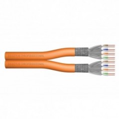 CAT 7 S-FTP installation cable, 1200 MHz Eca (EN 50575), AWG 23/1, 100 m ring, duplex, color orange