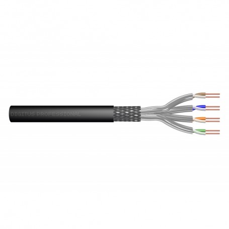 CAT 7 S-FTP installation cable, 1200 MHz PUR, AWG 23/1, 1000 m drum, simplex, color black