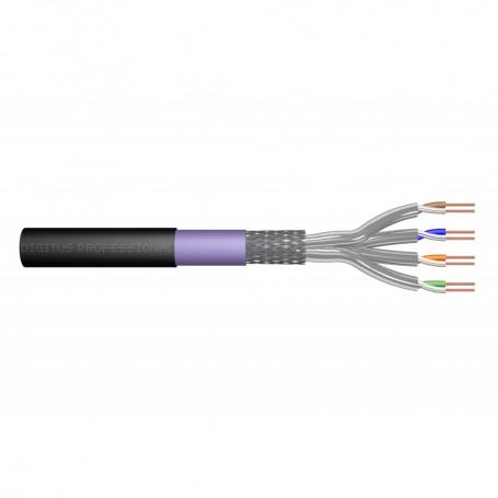 CAT 7 S-FTP outdoor installation cable, 1200 MHz PE, inner Eca (LSZH-1), AWG 23/1, 1000 m drum, simplex, color black & purpl