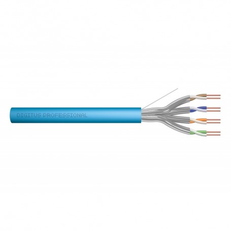 CAT 6A U-FTP installation cable, 500 MHz Eca (EN 50575), AWG 23/1, 500 m drum, simplex, color blue