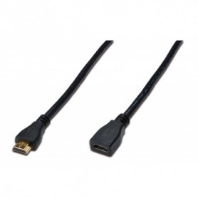 Cable alargador HDMI de alta velocidad, tipo A M/F, 5.0m, w/Ethernet, Full HD 60p, dorado, negro