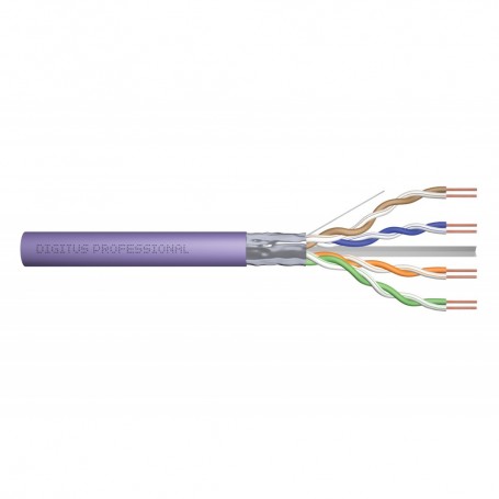 CAT 6 F-UTP installation cable, 250 MHz Eca (EN 50575), AWG 23/1, 100 m paper box, simplex, color purple