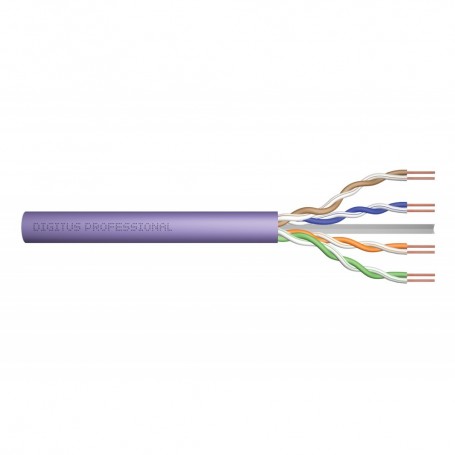 CAT 6 U-UTP installation cable, 250 MHz Eca (EN 50575), AWG 23/1, 100 m paper box, simplex, color purple