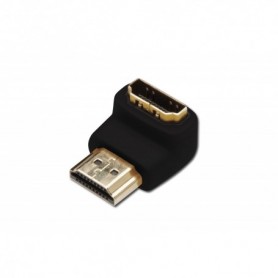 HDMI adaptador, type A, 90º inclinado M/F, Ultra HD 60p, negro, dorado