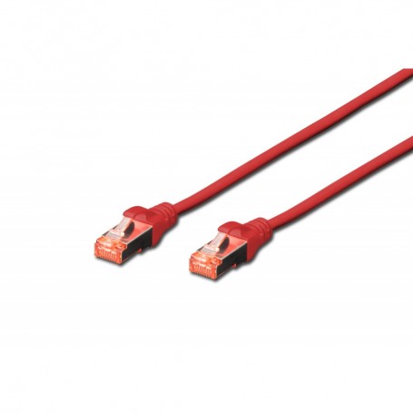 Cable de conexión S-FTP CAT 6, Cu, LSZH AWG 27/7, longitud 0,25 m, color rojo