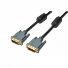 Cable de conexión DVI, DVI (18+1), 2 x ferrita M/M, 10.0m, DVI-D Single Link, bl/gr