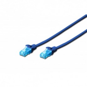 Cable de conexión U-UTP CAT 5e, Cu, PVC AWG 26/7, longitud 0,5 m, color azul