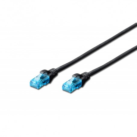 Cable de conexión U-UTP CAT 5e, Cu, PVC AWG 26/7, longitud 0,5 m, color negro