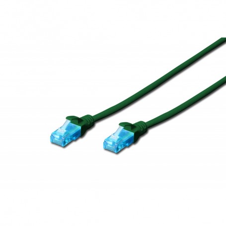 Cable de conexión U-UTP CAT 5e, Cu, PVC AWG 26/7, longitud 0,5 m, color verde