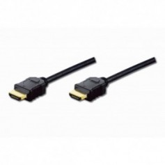 Cable de conexión HDMI estándar, tipo A M/M, 2 m, con Ethernet, Full HD, dorado, negro