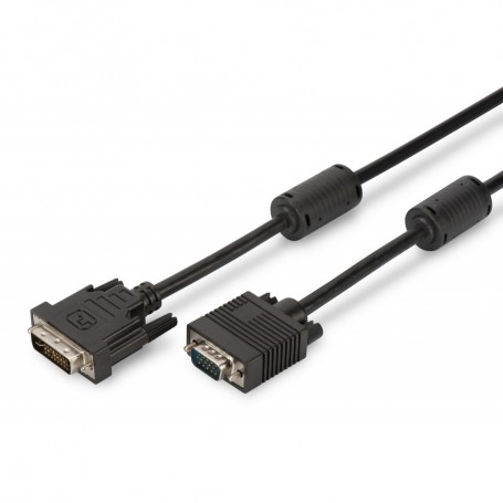 Cable adaptador DVI, DVI (24+5), HD15, 2 x ferrita M/M, 2.0m, DVI-I Dual Link, negro