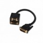 Cable separador en Y DVI, DVI(24+5) - DVI (24+5) + HD15 M/F, 0.2m, DVI-I Dual Link, passiv, dorado, negro