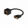 Cable separador en Y DVI, DVI(24+5) - 2x DVI (24+5) M/F, 0.2m, DVI-I Dual Link, passiv, dorado, negro