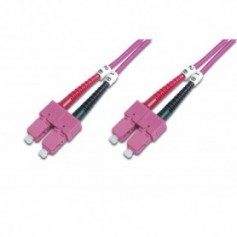 Cable de conexión de fibra óptica DIGITUS, SC a SC multimode OM4 - 50/125 µ, Duplex, color RAL4003 Longitud de 2 m