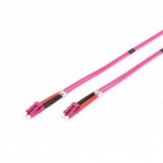 Cable de conexión DIGITUS de fibra óptica, LC a LC multimode OM4 - 50/125 µ, Duplex, color RAL4003 Longitud de 1m