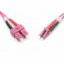 Cable de conexión DIGITUS de fibra óptica, LC a SC multimode OM4 - 50/125 µ, Duplex, color RAL4003 Longitud de 1m