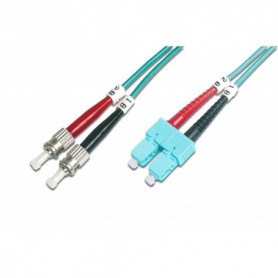 Cable de conexión de fibra óptica DIGITUS, ST a SC multimode 50/125 µ, Duplex Longitud de 2m, clase OM3