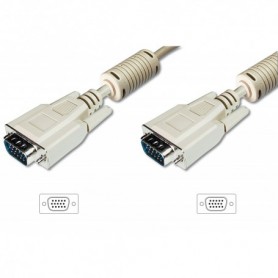 Cable de conexión de monitor VGA, HD15 M/M, 1,8 m, 3 coax./7C, 2 x ferrito, be