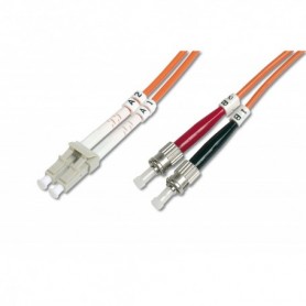 Cable de conexión de fibra óptica DIGITUS, LC a ST multimode, OM1, 62.5/125 µ, Duplex Longitud de 1m