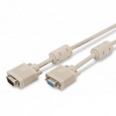 Cable alargador para monitor VGA, HD15 M/F, 5.0m, 3Coax/7C, 2xferrite, be