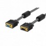 Cable alargador para monitor VGA, HD15 M/F, 3.0m, 3Coax/7C, 2xferrite, cotton, gold, bl