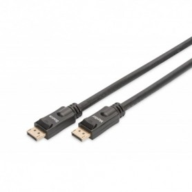 Cable de conexión Displayport, DP, con amp M/M, 15.0m, w/interlock, Ultra HD 4K, DP 1.2, CE, negro, dorado
