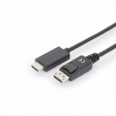 Cable adaptador DisplayPort, DP - HDMI tipo A M/M 1,0 m, con enclavamiento. DP 1.2_HDMI 2.0, 4K/60Hz, CE,negro