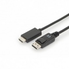 Cable adaptador DisplayPort, DP - HDMI tipo A M/M 3.0m, con enclavamiento. DP 1.2_HDMI 2.0, 4K/60Hz, CE,negro