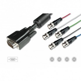 Cable adaptador de monitor VGA, HD15 - 5x BNC M/M, 2.0, 5Coax, ferrita, negro