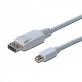 Cable de conexión DisplayPort, mini DP - DP M/M, 1.0m, w/interlock, DP 1.1a conform, blanco