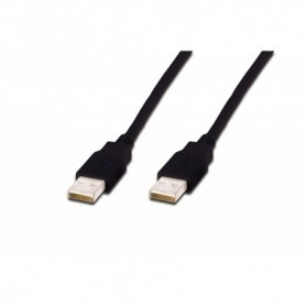Cable de conexión USB, tipo A M/M 1 m, compatible con USB 2.0, negro