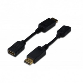 Cable adaptador DisplayPort, DP - HDMI tipo A M/H, 0,15 m, con bloqueo, compatible con DP 1.1a, CE,negro