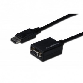 Cable adaptador DisplayPort, DP - HD15 M/H, 0,15 m, con bloqueo, compatible con DP 1.1a, CE,negro