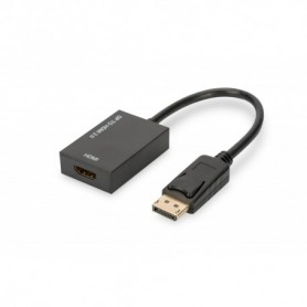 Cable adaptador DisplayPort, DP - HDMI tipo A M/F, 0.2m, w/interlock, HDMI Ver. 2.0, active, CE, gold, bl