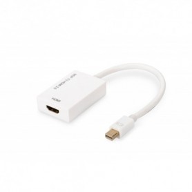 Cable adaptador DisplayPort, mini DP - HDMI tipo A M/F, 0,2m, HDMI Ver. 2.0, active, CE, gold, wh