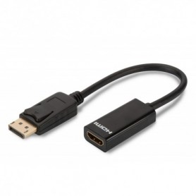Cable adaptador DisplayPort, DP - HDMI tipo A M/H, 0,15 m, con bloqueo, compatible con DP 1.1a, CE,negro