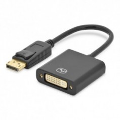 Cable adaptador DisplayPort, DP - DVI (24+5) M/H, 0,15 m, con bloqueo, compatible con DP 1.2, CE,negro